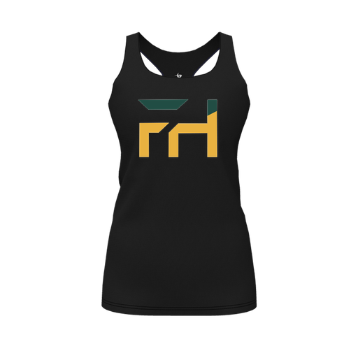 [CUS-DFW-RCBK-PER-BLK-FYS-LOGO1] Racerback Tank Top (Female Youth S, Black, Logo 1)