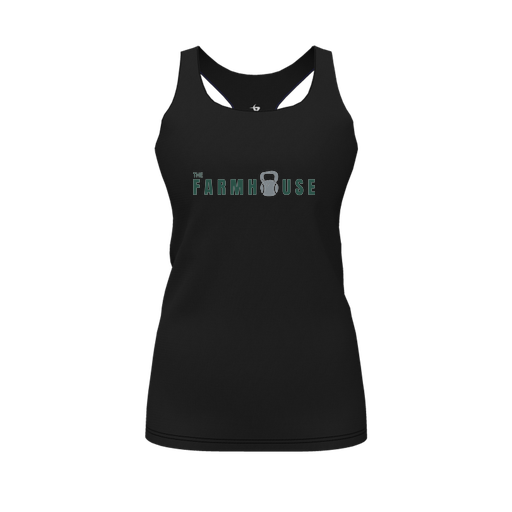 [CUS-DFW-RCBK-PER-BLK-FYS-LOGO2] Racerback Tank Top (Female Youth S, Black, Logo 2)
