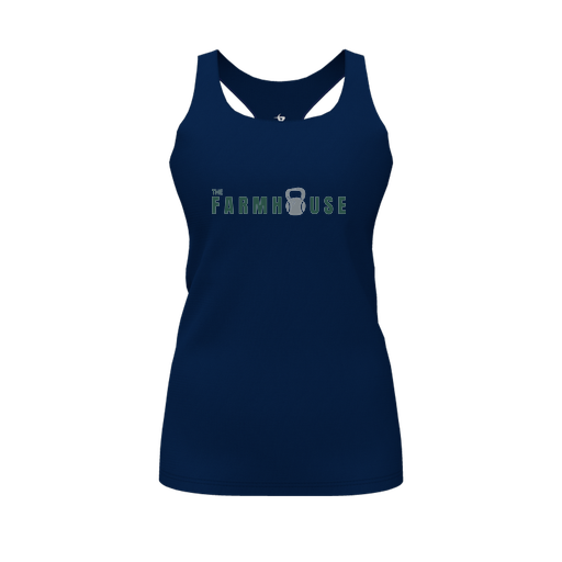 [CUS-DFW-RCBK-PER-NVY-FYS-LOGO2] Racerback Tank Top (Female Youth S, Navy, Logo 2)