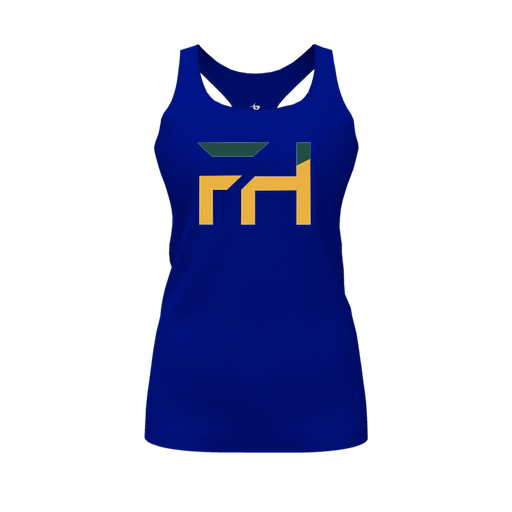 [CUS-DFW-RCBK-PER-RYL-FYS-LOGO1] Racerback Tank Top (Female Youth S, Royal, Logo 1)
