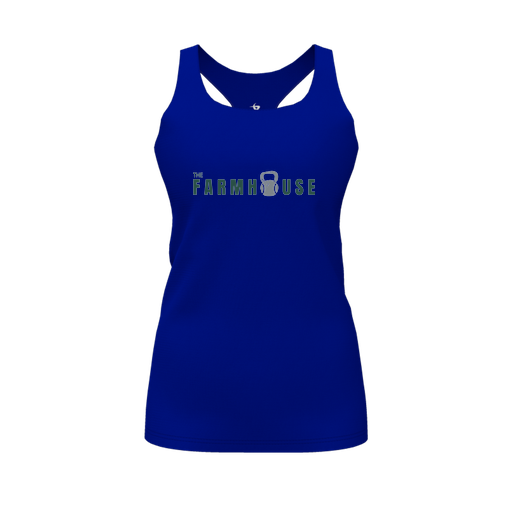 [CUS-DFW-RCBK-PER-RYL-FYS-LOGO2] Racerback Tank Top (Female Youth S, Royal, Logo 2)
