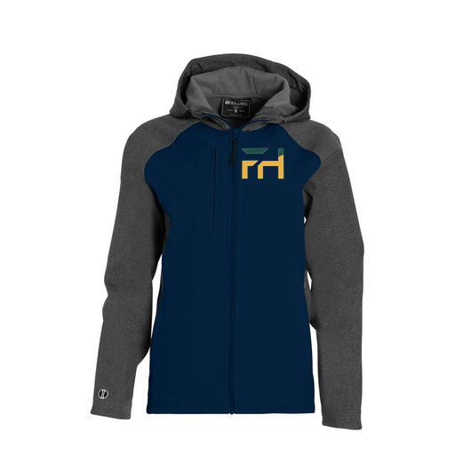 [229357.H03.XS-LOGO1] Soft Shell Full Zip Jacket - Womens (Female Adult XS, Navy, Logo 1)