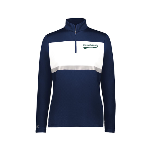 [222791.301.XS-LOGO3] Ladies Bold 1/4 Zip Pullover (Female Adult XS, Navy, Logo 3)