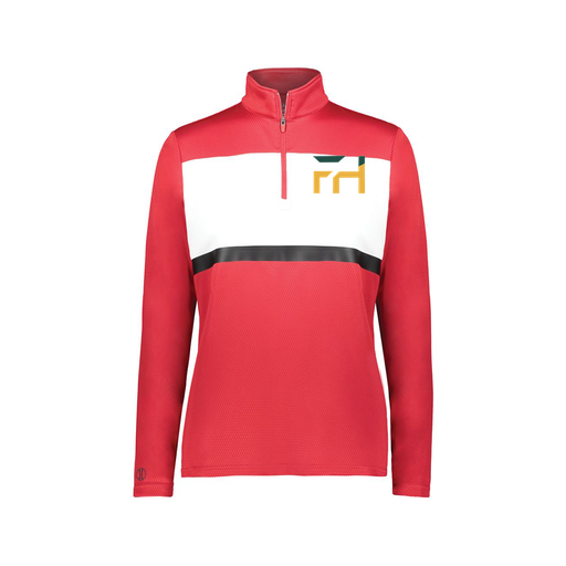 [222791.408.XS-LOGO1] Ladies Bold 1/4 Zip Pullover (Female Adult XS, Red, Logo 1)