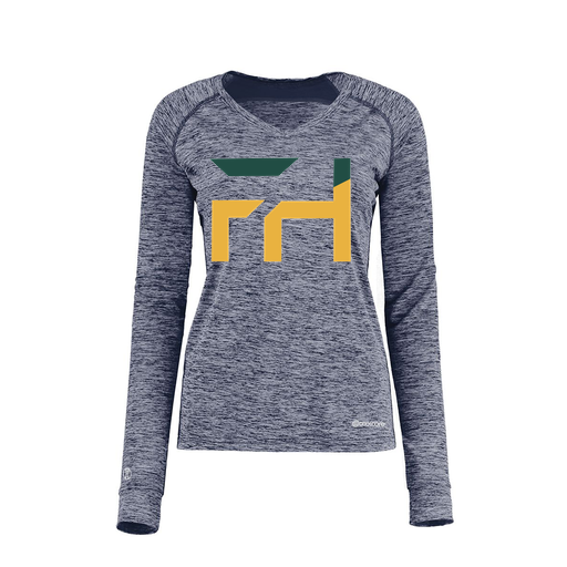 [222770.U22.XS-LOGO1] Ladies Electric Long Sleeve Shirt (Female Adult XS, Navy, Logo 1)