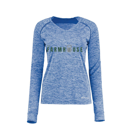 [222770.U55.XS-LOGO2] Ladies Electric Long Sleeve Shirt (Female Adult XS, Royal, Logo 2)