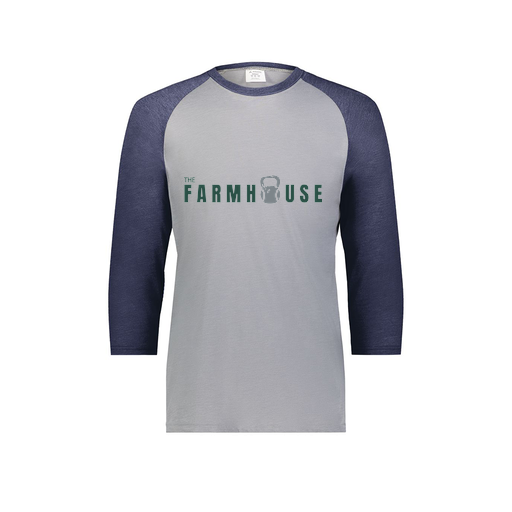 [6879.29V.S-LOGO2] Men's Vintage 3/4 Sleeve T-Shirt (Adult S, Navy, Logo 2)