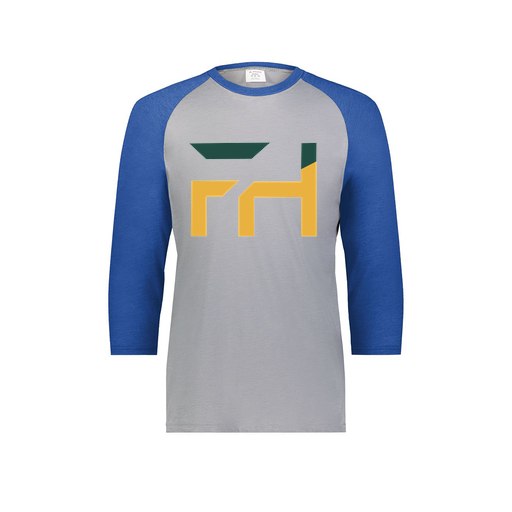 [6879.28V.S-LOGO1] Men's Vintage 3/4 Sleeve T-Shirt (Adult S, Royal, Logo 1)