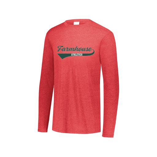 [FTLCUBRD-AXS-LOGO3] Decker Men's Tri-Blend T-Shirt - Long Sleeve (Adult XS, Red, Logo 3)