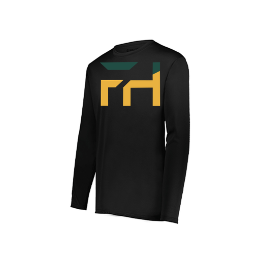 [222823.080.S-LOGO1] Youth LS Smooth Sport Shirt (Youth S, Black, Logo 1)
