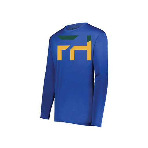 [222823.060.S-LOGO1] Youth LS Smooth Sport Shirt (Youth S, Royal, Logo 1)