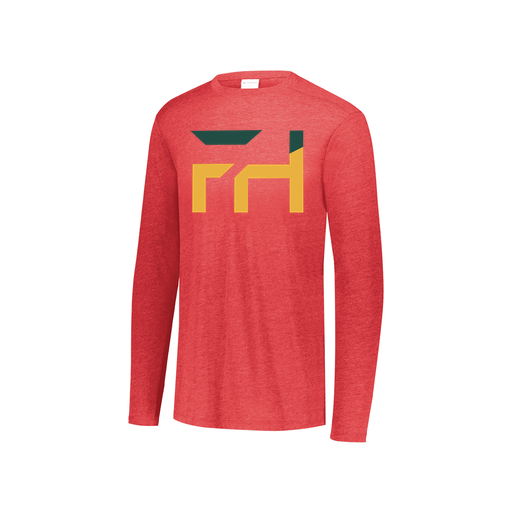 [FTLCUBRD-YS-LOGO1] Decker Youth Tri-Blend T-Shirt - Long Sleeve (Youth S, Red, Logo 1)