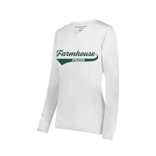 [222824.005.S-LOGO3] Ladies LS Smooth Sport Shirt (Female Adult S, White, Logo 3)