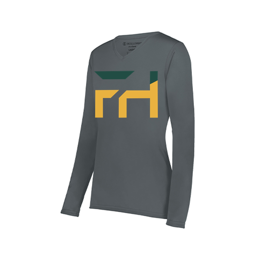 [222824.059.S-LOGO1] Ladies LS Smooth Sport Shirt (Female Adult S, Gray, Logo 1)