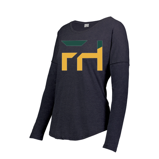 [3077.72N.S-LOGO1] Ladies LS Ultra-blend T-Shirt (Female Adult S, Navy, Logo 1)
