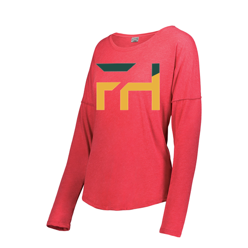 [FTLCUBRD-FAS-LOGO1] Decker Women's Tri-Blend T-Shirt - Long Sleeve (Female Adult S, Red, Logo 1)